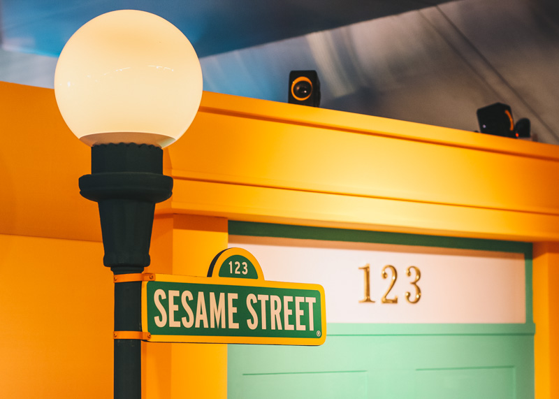 Sesame Street road sign at pop-up exhibition in Terminal 3 Basement 2